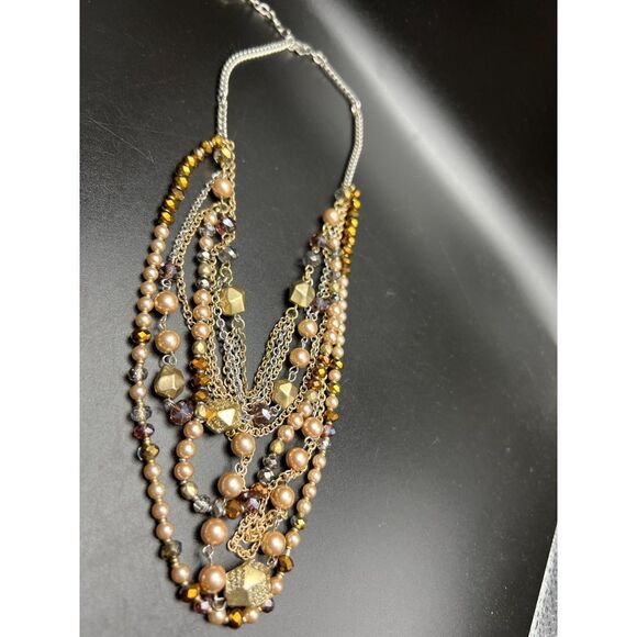 Brown Crystal Multistrand Necklace - Picture 7 of 7